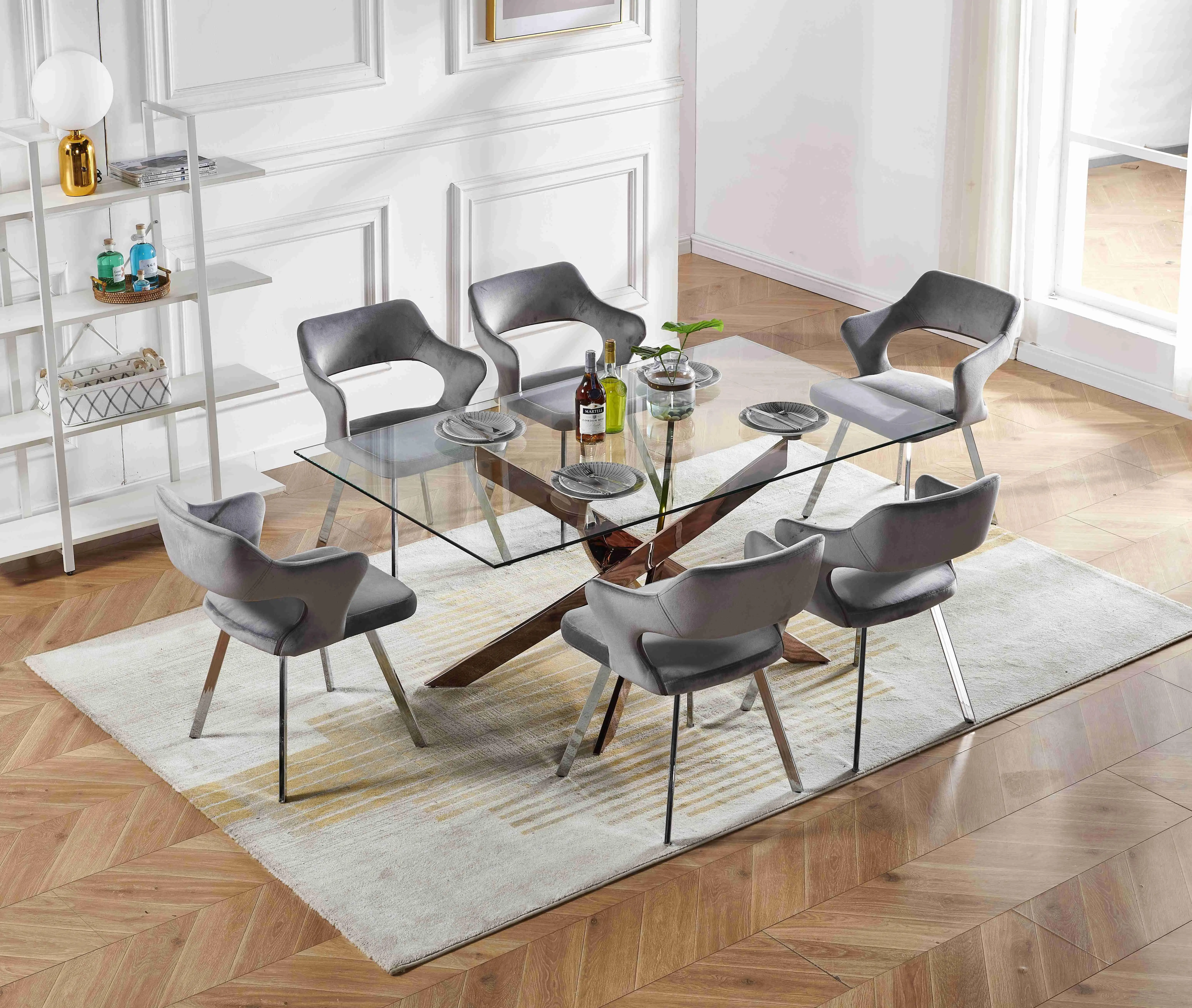 Современный стеклянный обеденный стол, прямоугольная 6 мест, 8 мест, 10 мест, современный роскошный