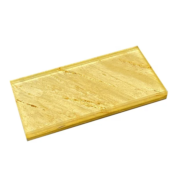 Golden decorative laminated glass  with marble pattern