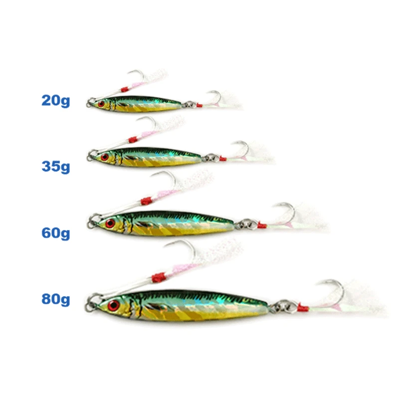 SKNA 3D Print Fishing Lure Metal Jigging Lead Fish Slow Pitch Jigs 20g 40g 60g 80g