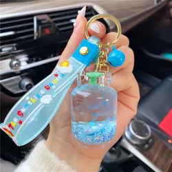 Luminous plant Liquid Boba Quicksand Cute Kawaii Bubble Tea Keychain oil floating Milk Tea Keychains