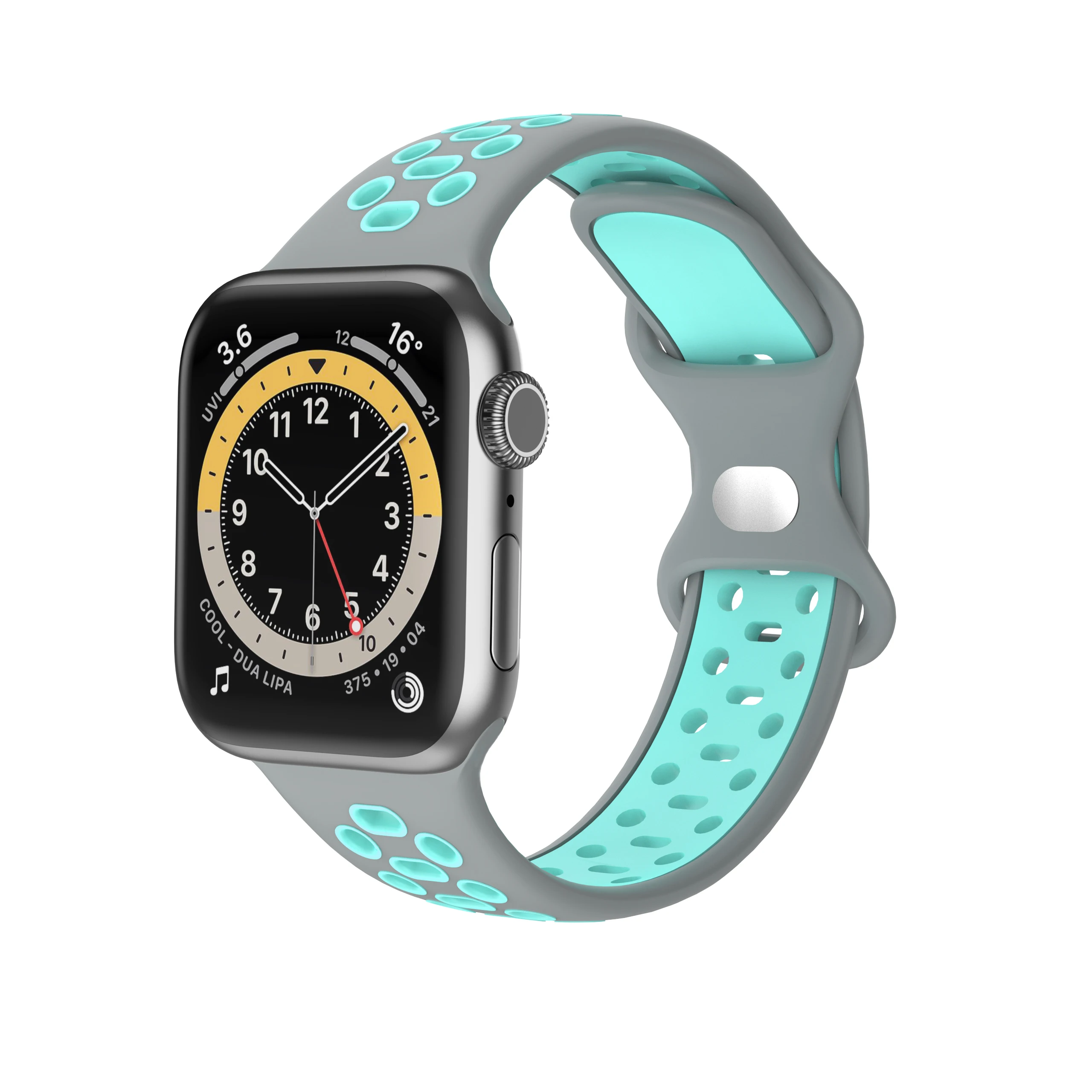 Silica gel Punched holes with breathable Watch Band for Apple iWatch Series 1/2/3/4/5/6