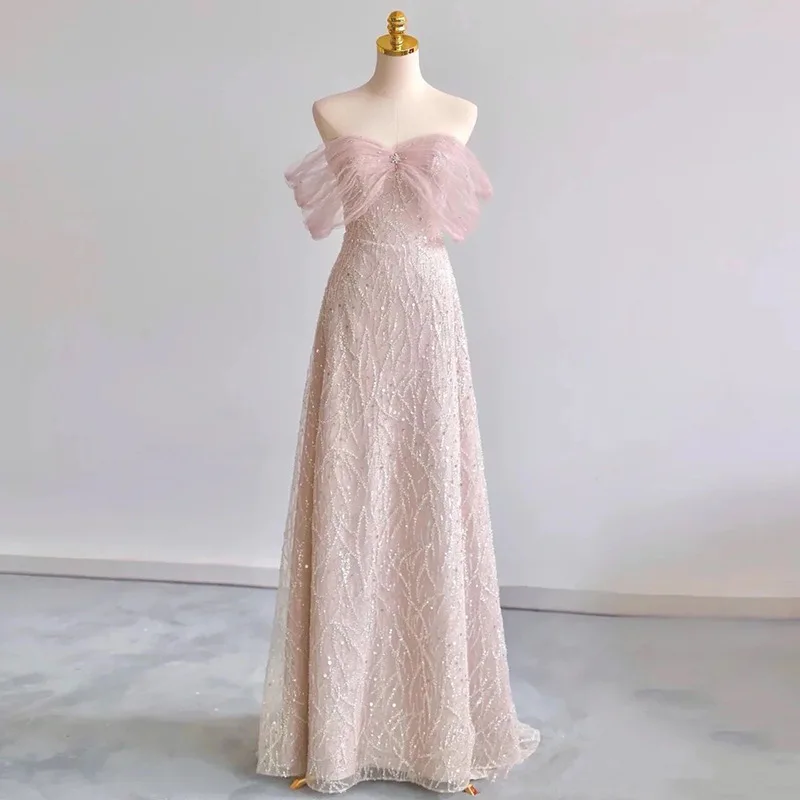 S1324A Русалка фея невеста Сетчатое платье на одно плечо для похудения ежегодное вечернее банкетов