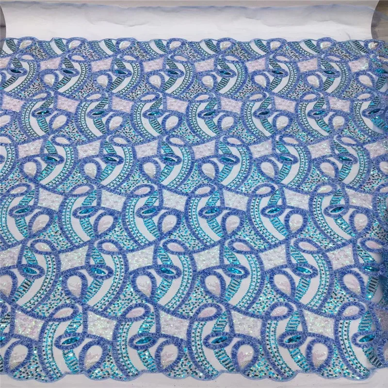 YAQIXIN High Quality Sequins Lace Fabric Golden Net Embroidery Tulle Lace Fabric For Wedding Party Dress