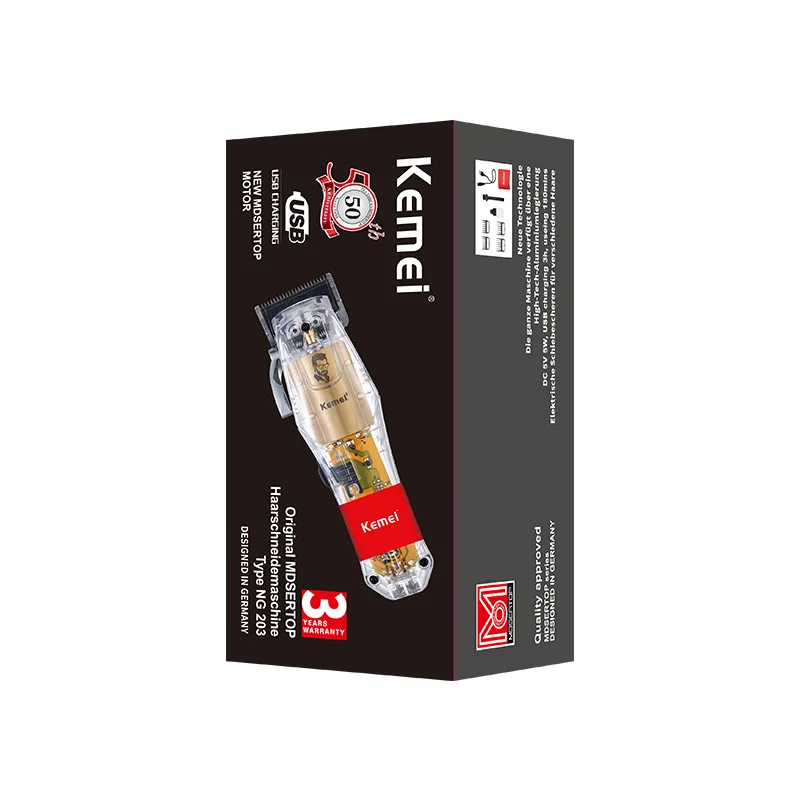 Transparent hair trimmer KEMEI Kemei KM-NG203 anti-fall USB charging