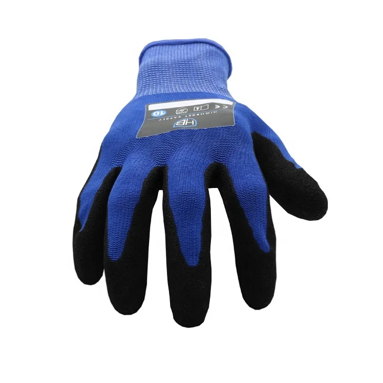 Top Latex Gloves G LS316E Blue Polyester Latex Household Gloves With Excellent Grip In Working Condition