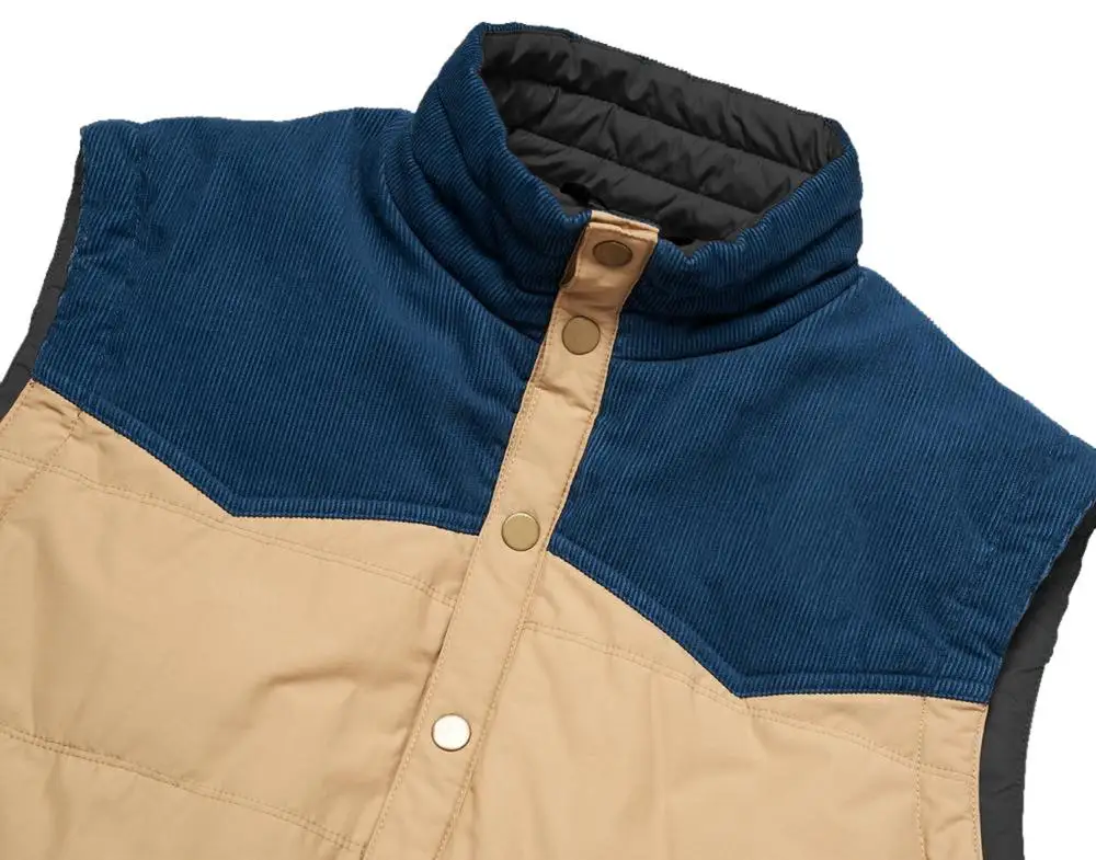 2020 Mens Stand Collar Padded Vest Water Repellent Reversible Vest Outdoor Winter Sleeveless Down Vest For Men