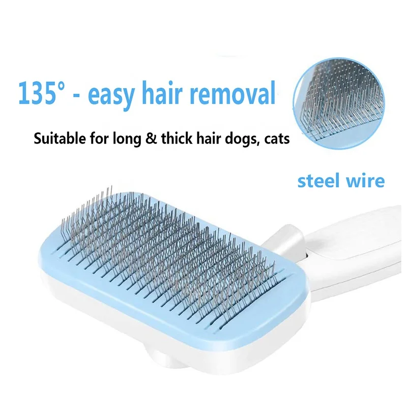 
Self Cleaning Pet Grooming Brush Bath Comb Fur Removal Shedding Tool for Thick & Thin Hair Dog Cat Supplies 
