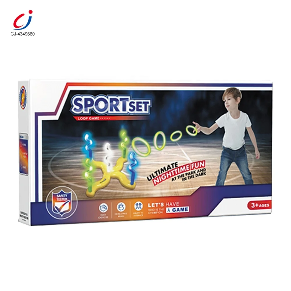 Chengji ferrule game sport indoor plastic outdoor funny toy five rings light-up led colorful play set toss a ring