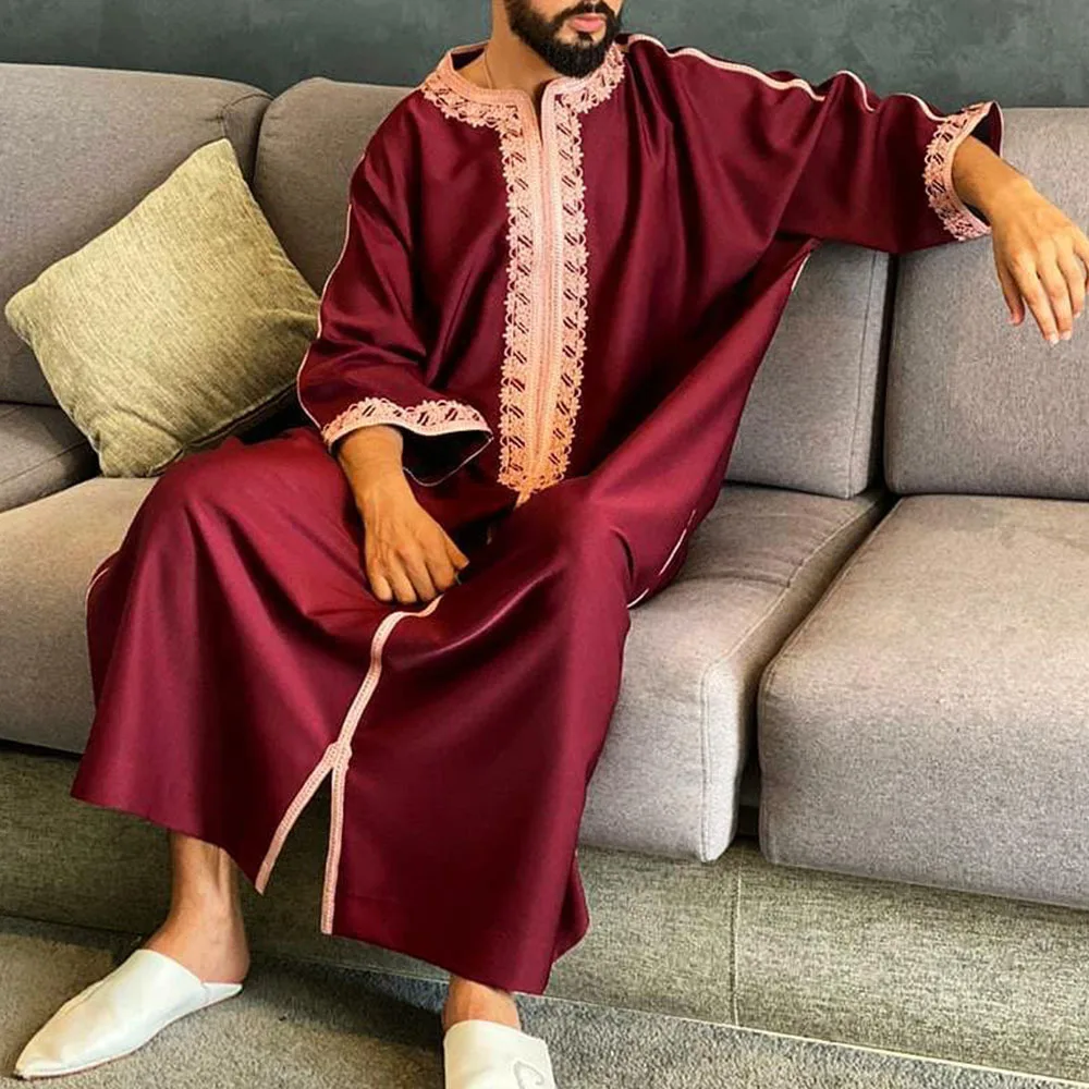 Africa Ethnic Style Youth Men Muslim Dubai Fashion Casual Long Shirt Dress Daffah Abaya Thobes Ramadan Men Robe Islamic Clothing