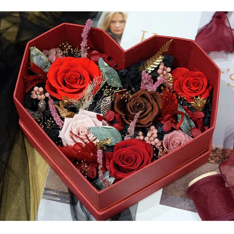 Chengruo Custom Emballage Caja Regalo New heart-shaped gold foil confession floral packaging gift Paper Box Packaging