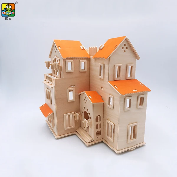 Handmade Wooden Doll House Villa Toy Creative Bedroom Doll House DIY Furniture Wood Toys Pretend Role Play DIY Educational Toy