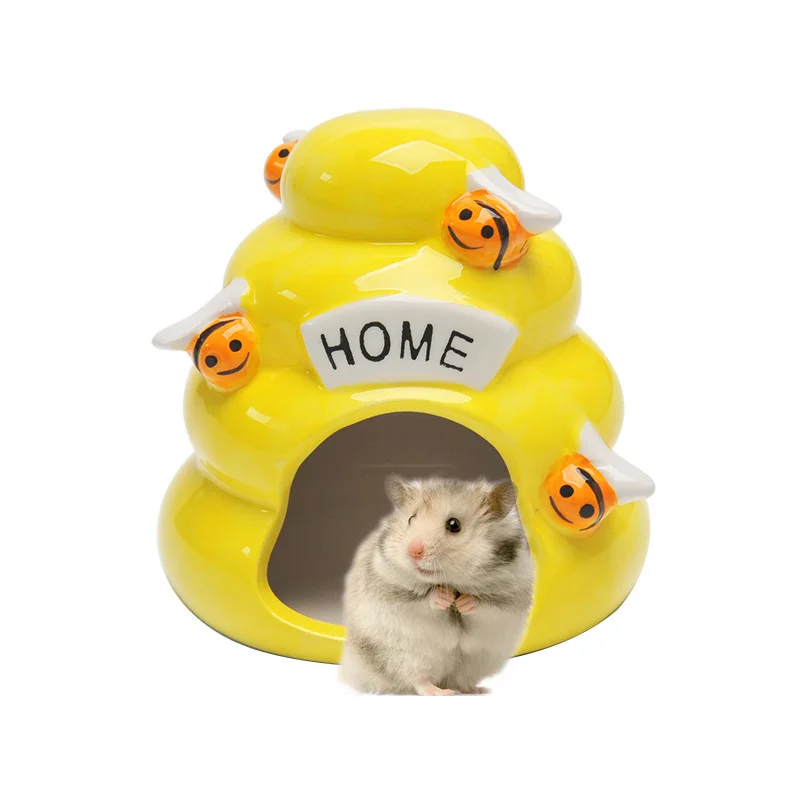 Hamster ceramic nest for cooling off summer and cooling down creative forest stump mushroom bee ceramic pet nest