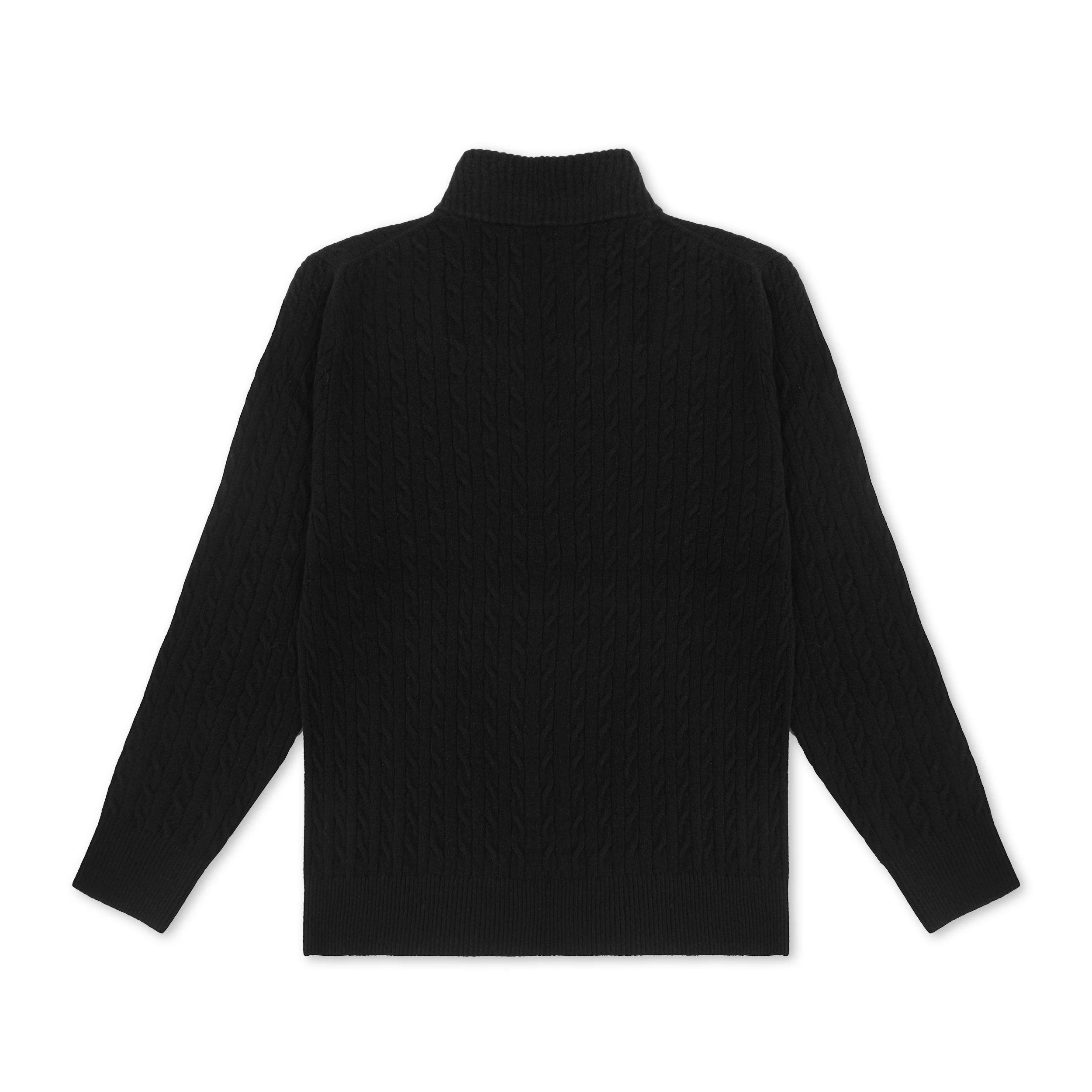 AiNear wholesale custom logo design oem & odm long sleeve turtle neck quarter zip black man wool knitted plain jumper sweaters