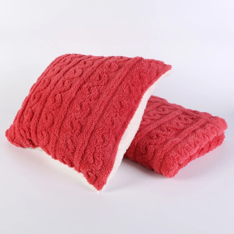 Low MOQ Home Decorative Throw Pillow Sherpa 3D Jacquard plush Fleece Pillow