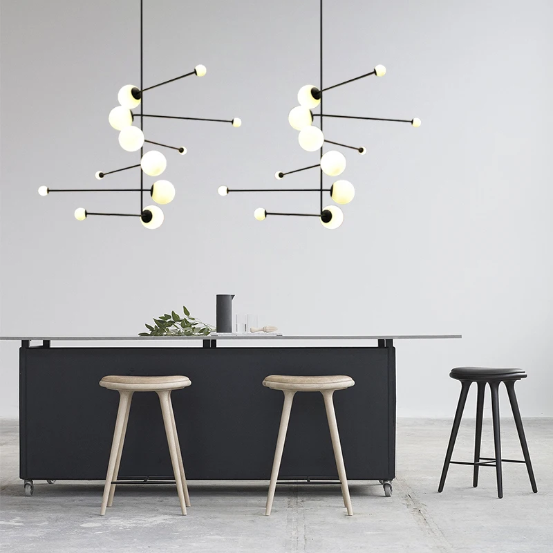 Postmodern minimalist glass rotating spiral DNA molecular led chandelier living room restaurant bar exhibition hall