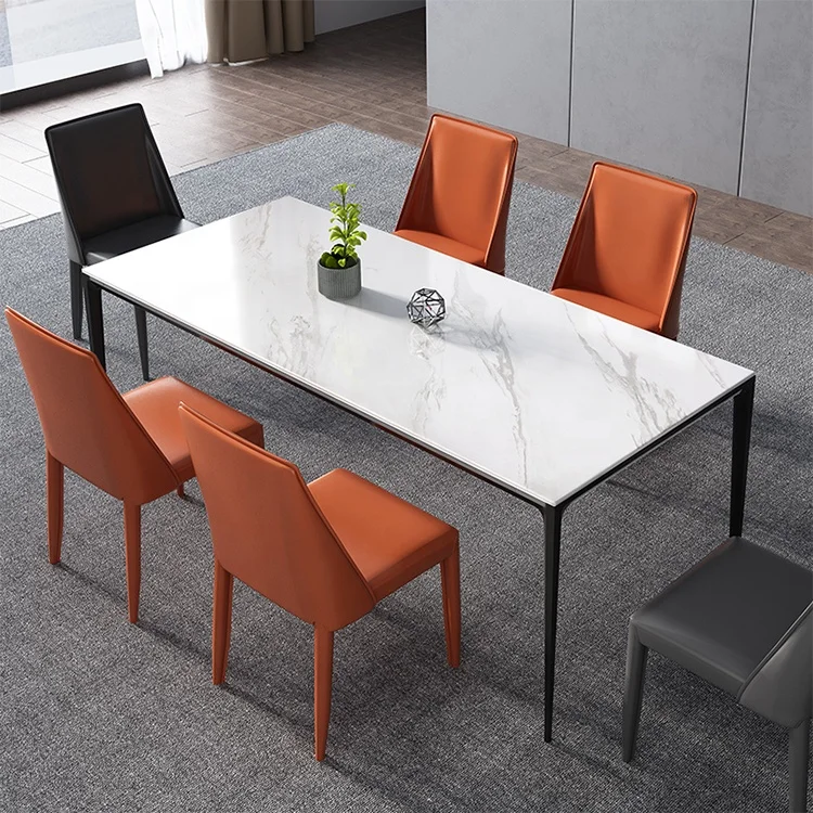 
Nordic villa rock slate dining table rock plate dining table and chair set 
