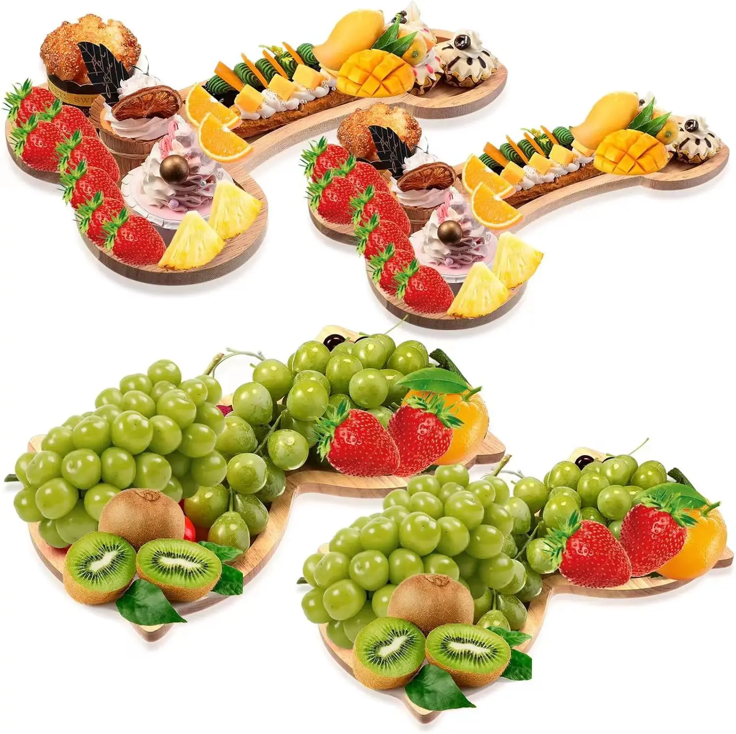 4-piece set of oak wood cheese cooked wine dishes interesting Christmas gifts funny housewarming service tray