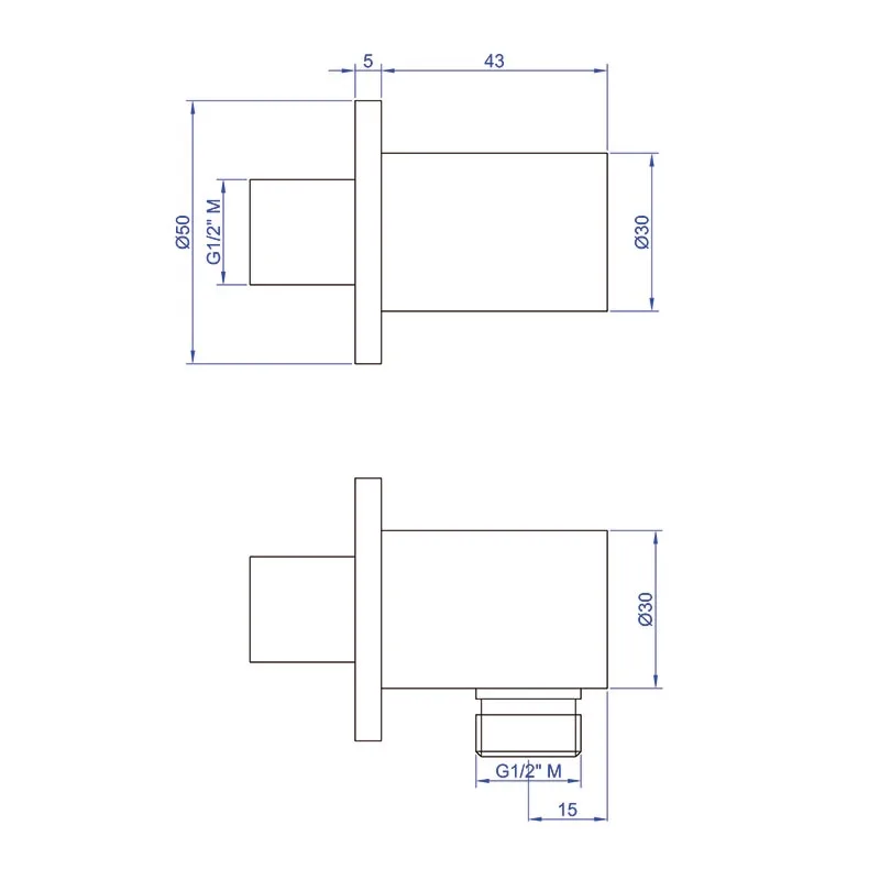 High Quality Chrome Round Solid Brass Shower Outlet Adapter Hand Shower Water Supply Elbow