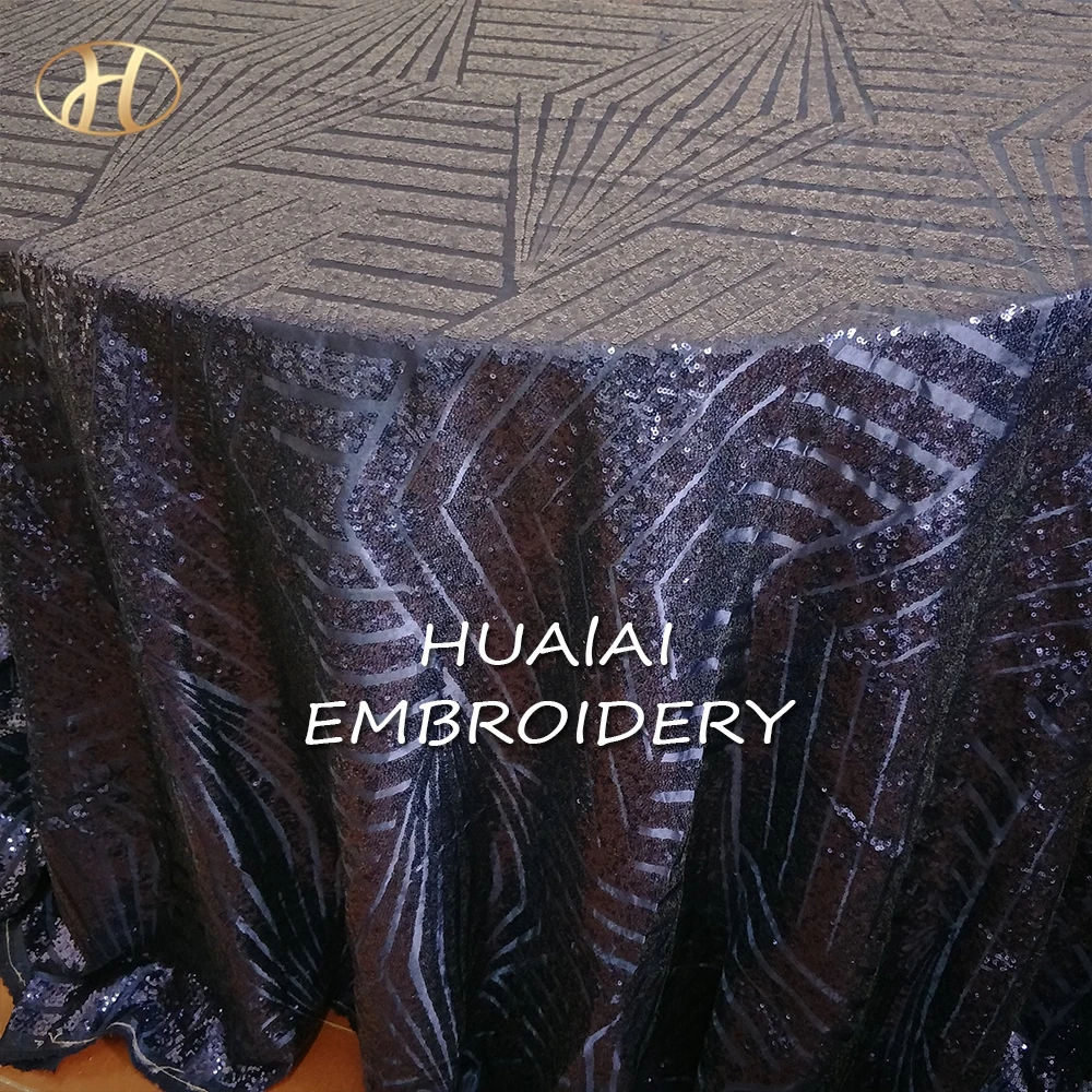 Rose gold quality custom luxury geometric glitz sequin design trade show table cloth overlay  for wedding