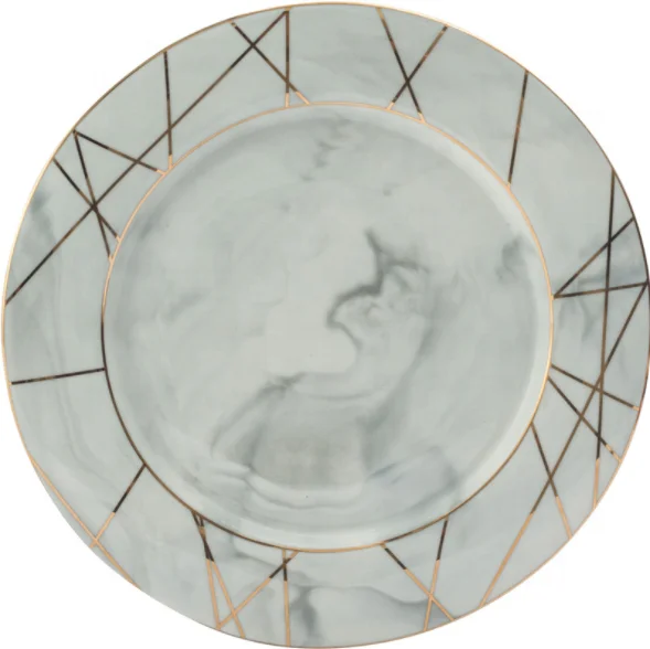
Nordic style painting gold marble pattern western food salad household steak dessert table setting ceramic plate 
