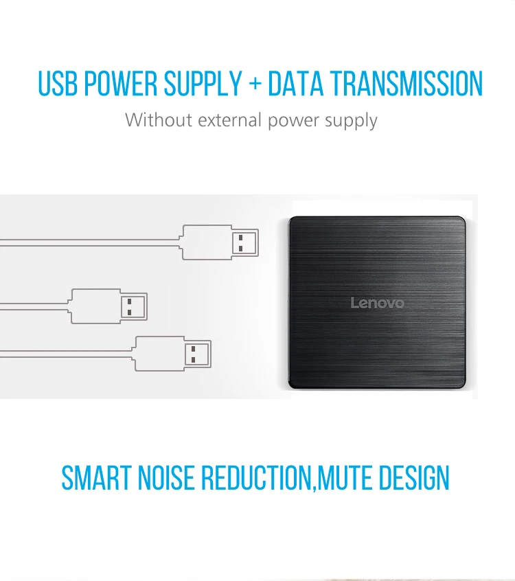 Lenovo External CD Drive USB 2.0 Slim portable  CD-RW Drive DVD Player for Laptop Notebook Desktop Computer