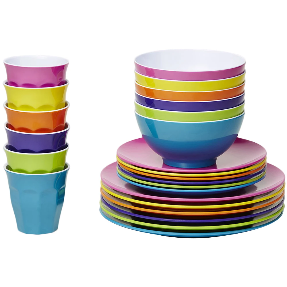 
Durable Melamine Dinnerware Set Tableware Dinner Plate Bowl Set in Assorted Colors 