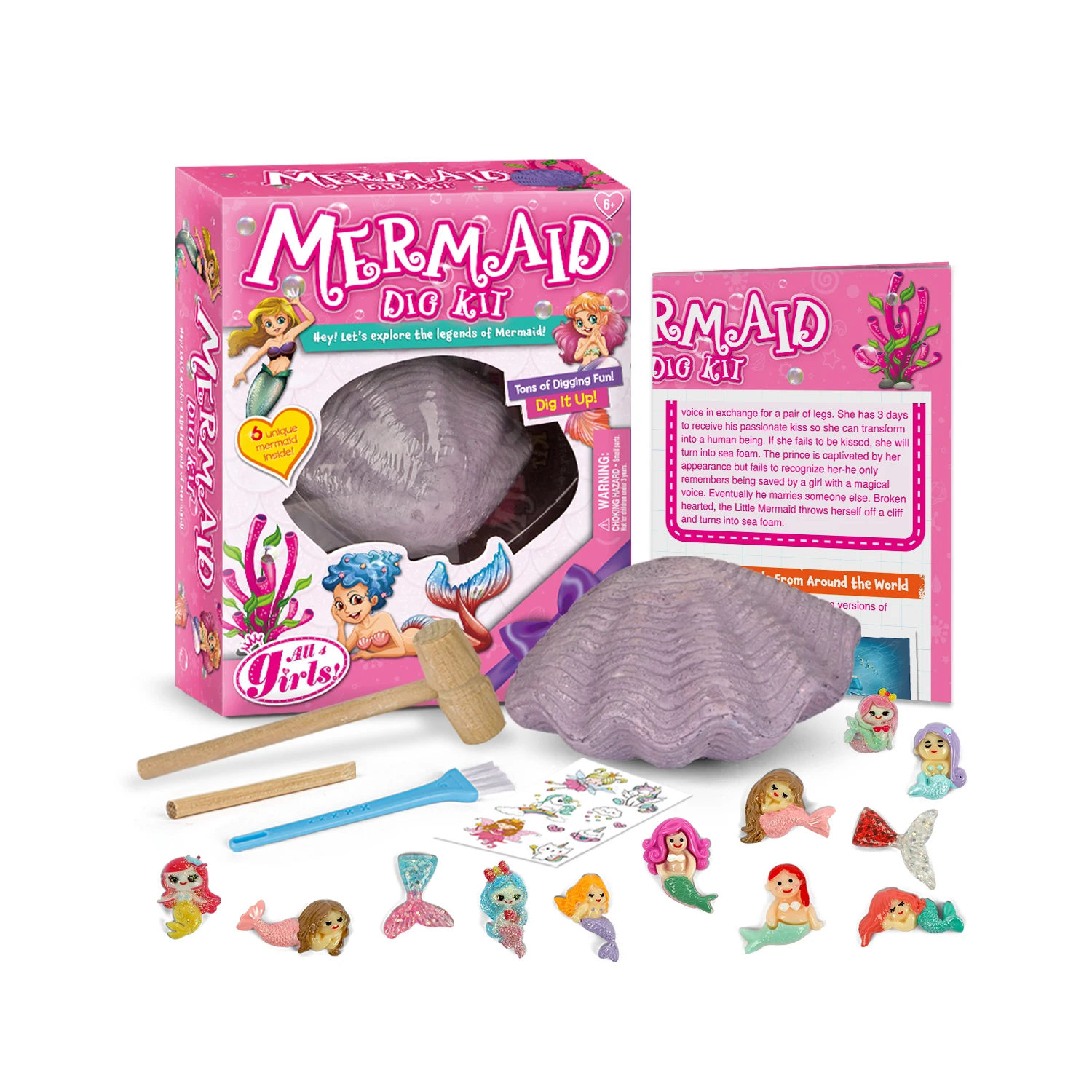 Dig out the lovely mermaid sea animal toy set educational excavation learning STEAM kits