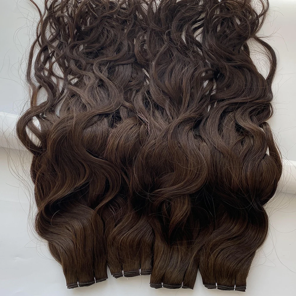 HaiYi Hair  Thin Invisible Double Drawn cuticle aligned  Genius Weft Hair Extensions  wavy Genius Weft European Hair