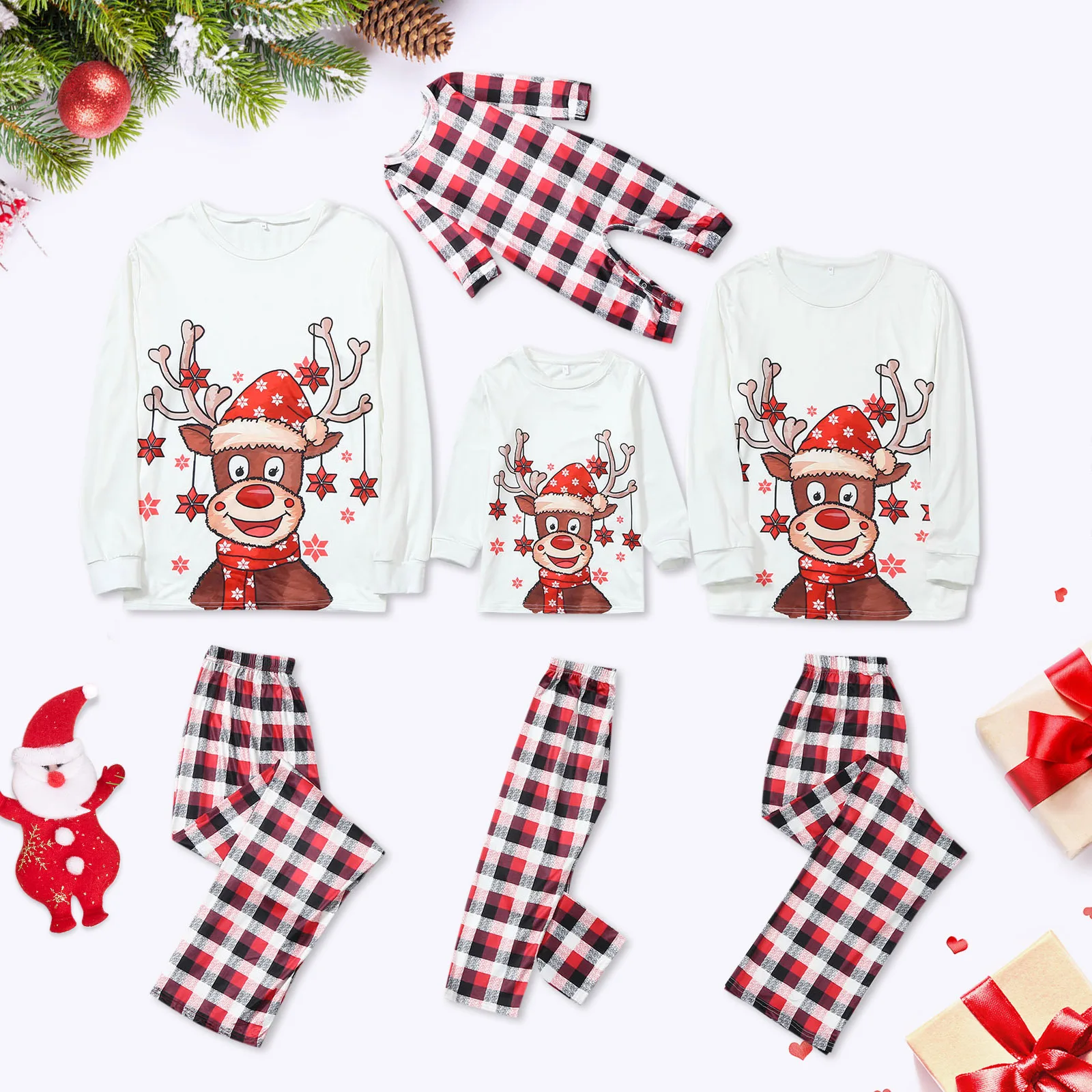 PASUXI Wholesale Custom New Christmas Family Pajamas Suit Print Full Length Holiday Deer Pajama Sets