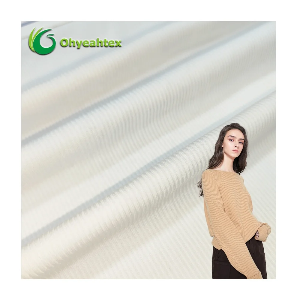 High-Elasticity Sustainable 45% RPET 42% Bamboo Ribbed Fabric For Collar
