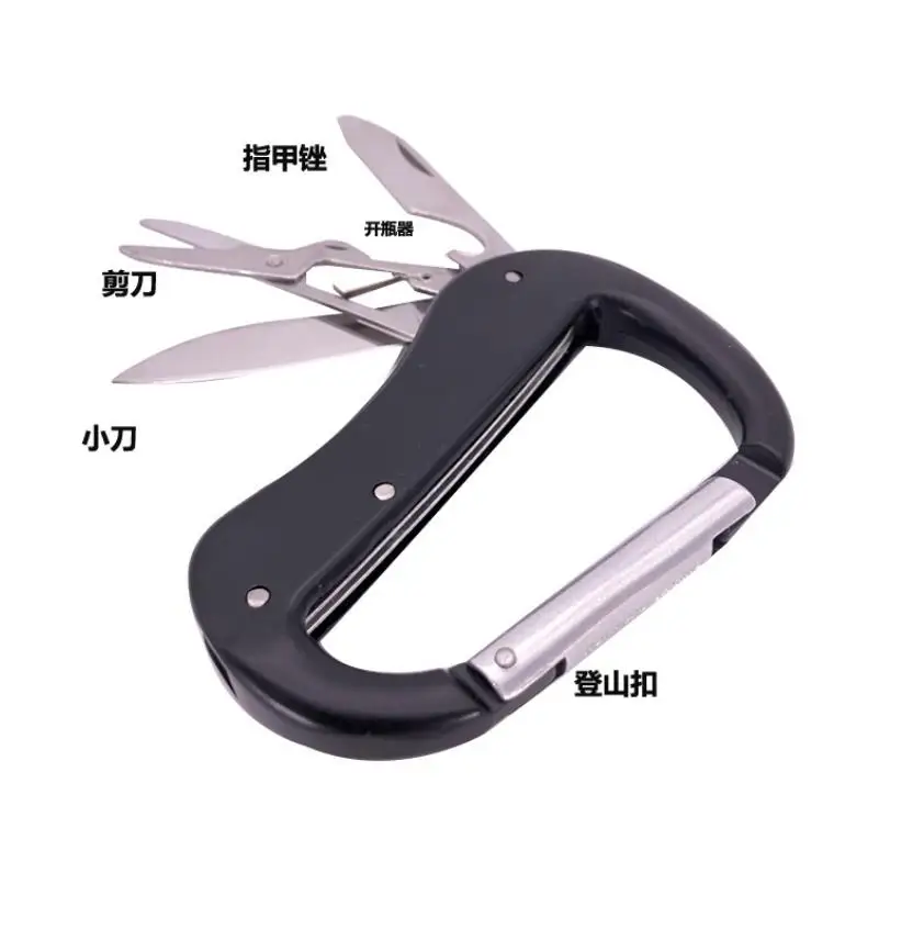 Multi-functional Mountaineering Buckle Camping Climbing Safety D Backpack Hook Outdoor Multifunctional Knife Cutting Open Tools