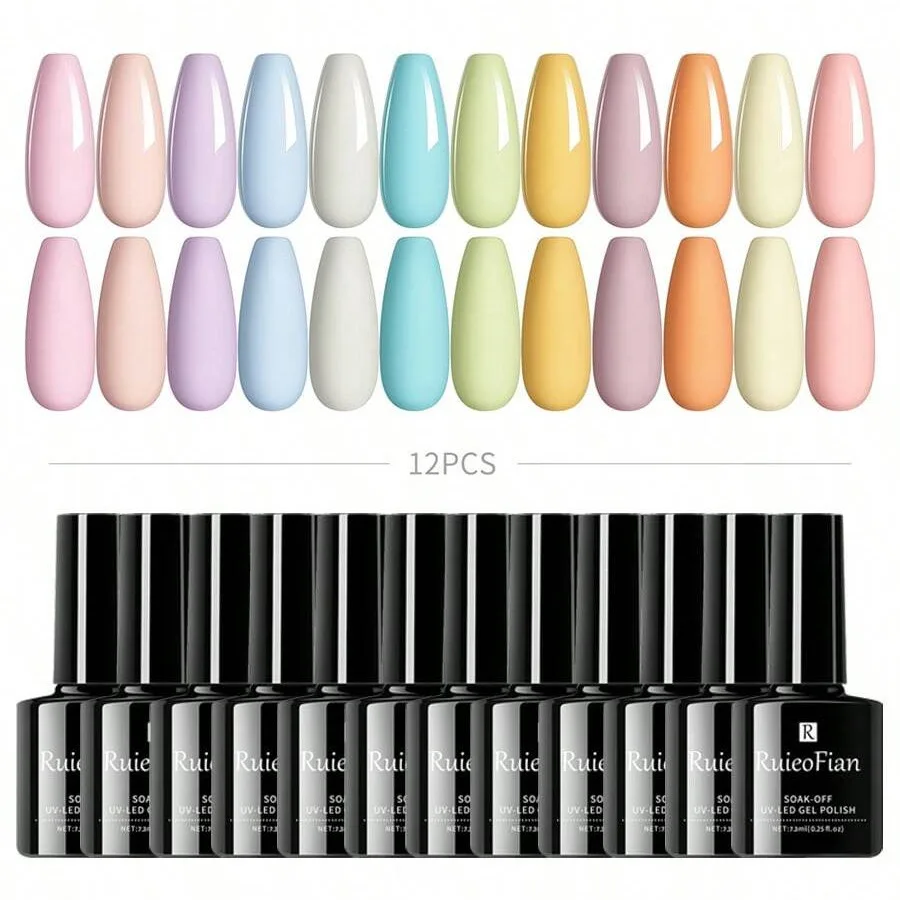 2024 The latest Macaron Gel Nail Polish 12 color Set Spring Summer Candy Powder Blue soaked nail Polish glue
