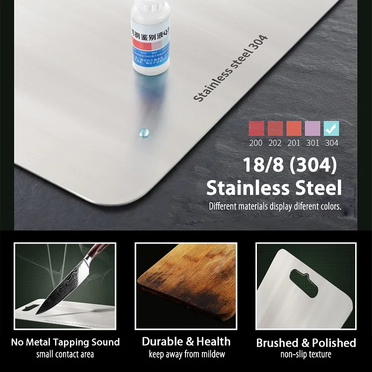 
304 Stainless steel food grade multi vegetable meat cutting chopping board for chefs kitchen home 