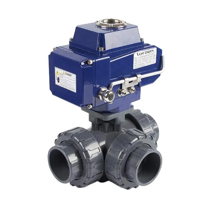 switch regulating AC220V 380V DC24V Electric PVC three-way ball valve