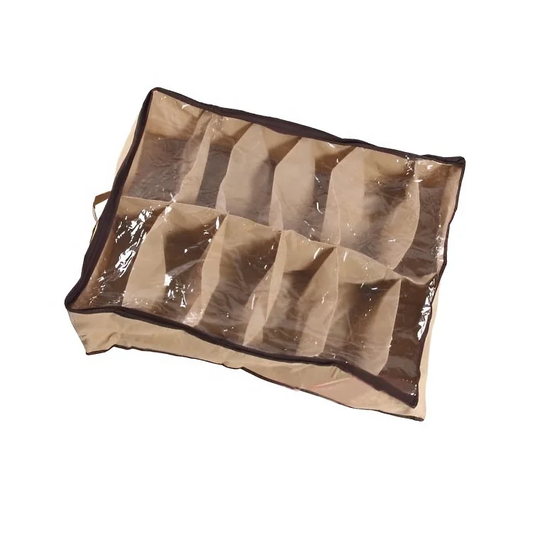 Under Bed Shoe Storage Organizer Set of 2 Large Containers, Each Fit 12 Pairs of Shoes Sturdy Box Strong Zipper & Handles