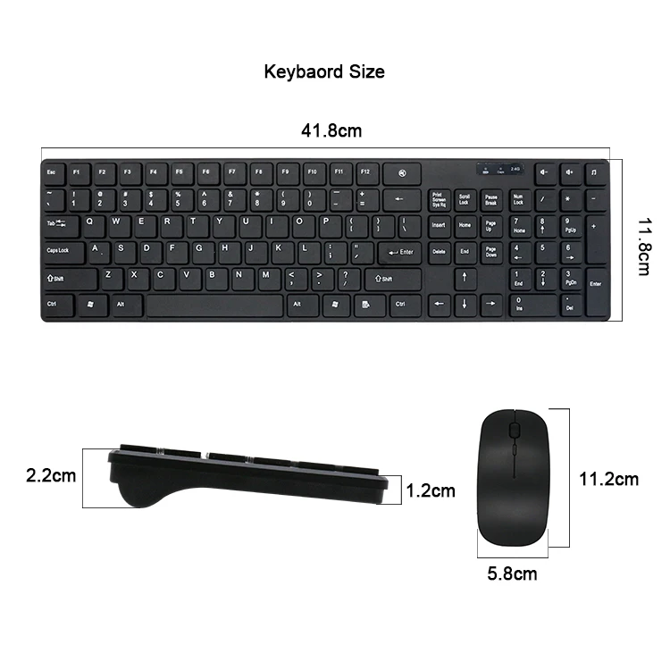 Awireless 2022 New Cheap Full Size Computer Ultra Slim Silent Key 2.4G Nano Usb Receiver Wireless Mouse Keyboard Set Pink Color