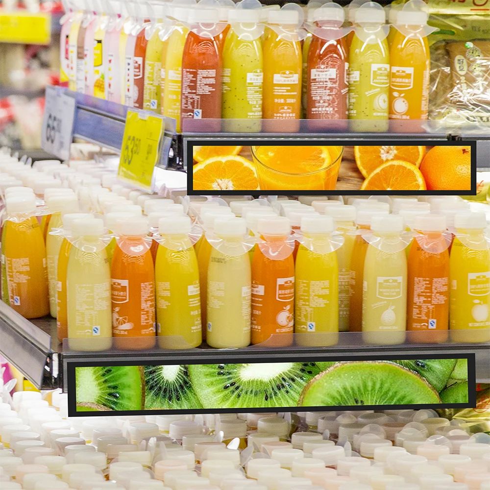 23.1 inch High Resolution supermarket Shelves Stretched Lcd Display Bar Type Lcd Shelf Edge Digital Signage