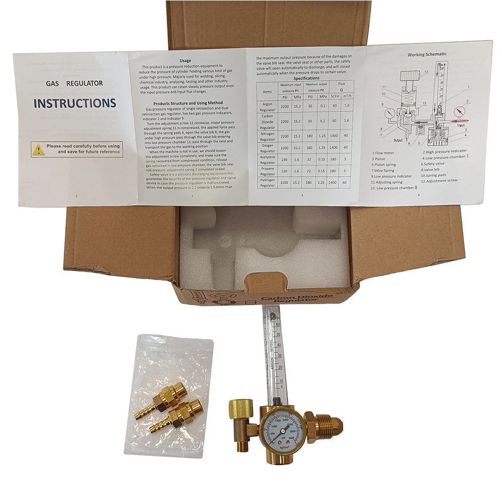 Manufacturer CGA580 Inlet  Industrial Welding/Cutting Flow Meter Argon/CO2 Gas Regulator