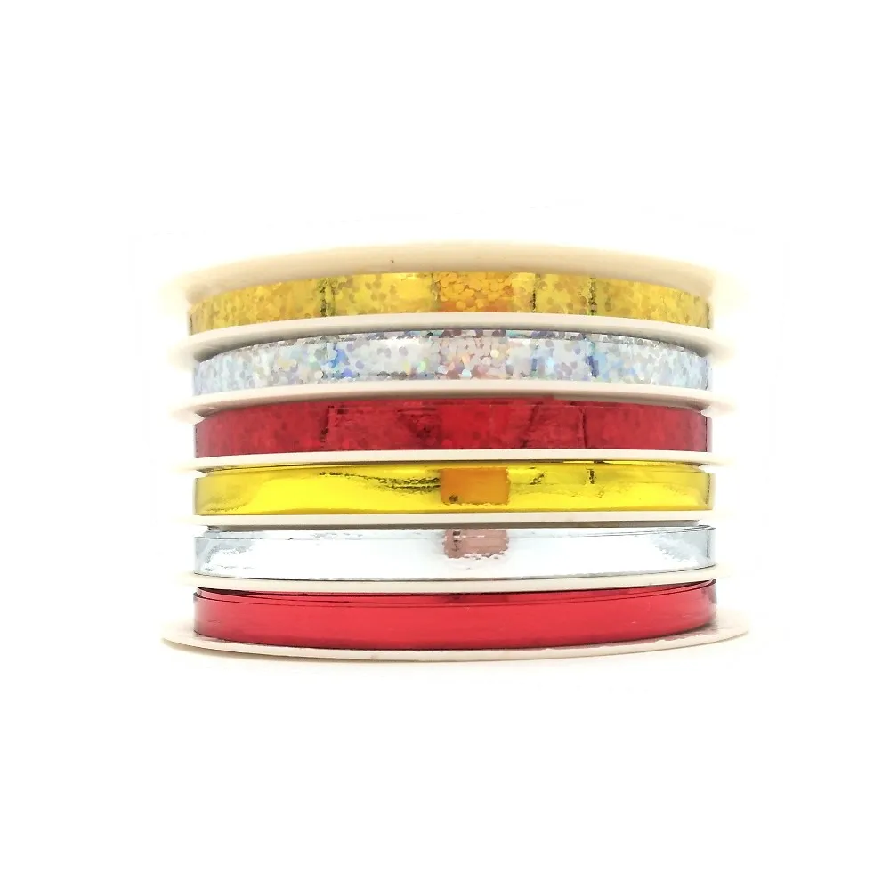 Разноцветная лента для упаковки подарков, рулон пластиковой металлической ленты, рулон ленты для упаковки подарков