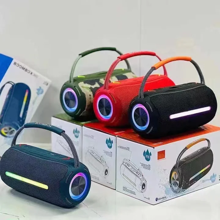 2023 Новый Портативный BT 5,1 Бумбокс 360 колонки RGB Светодиодное освещение с питанием от батареи с пластиковым шкафом, поддерживающим беспроводной телефон