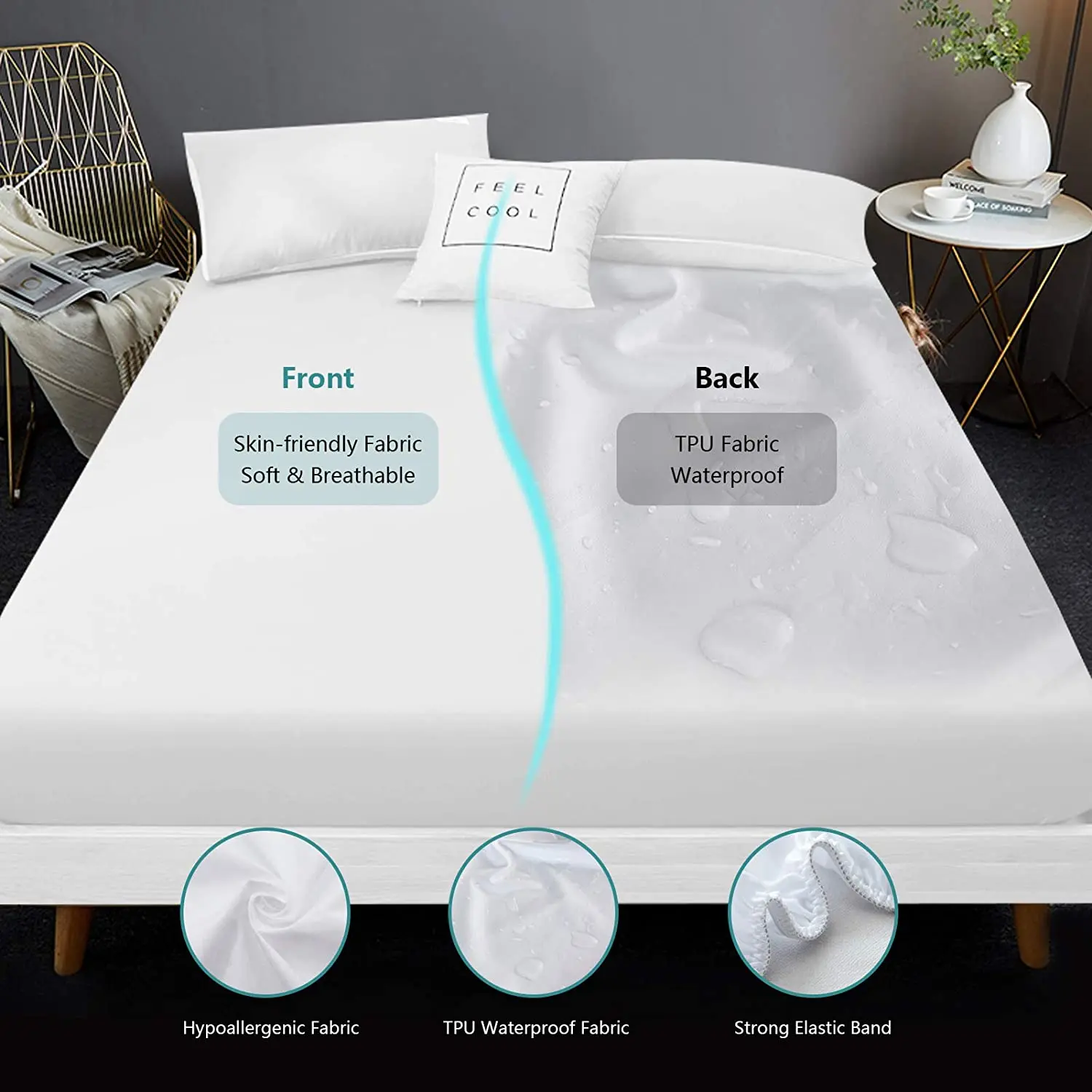 Soft Breathable Noiseless Bed Cover Cotton Terry Waterproof Children Mattress Protector