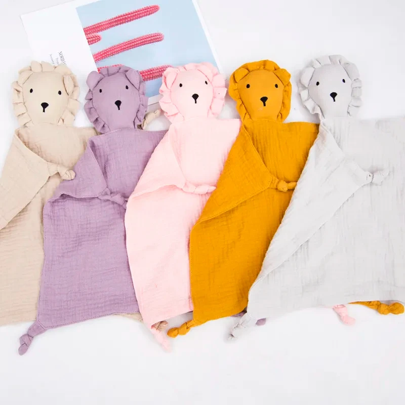 New Arrivals 100% Cotton Gauze Animal Bunny Plush Toys Super Soft Baby Comforter Toy Newborn Baby Security Blanket