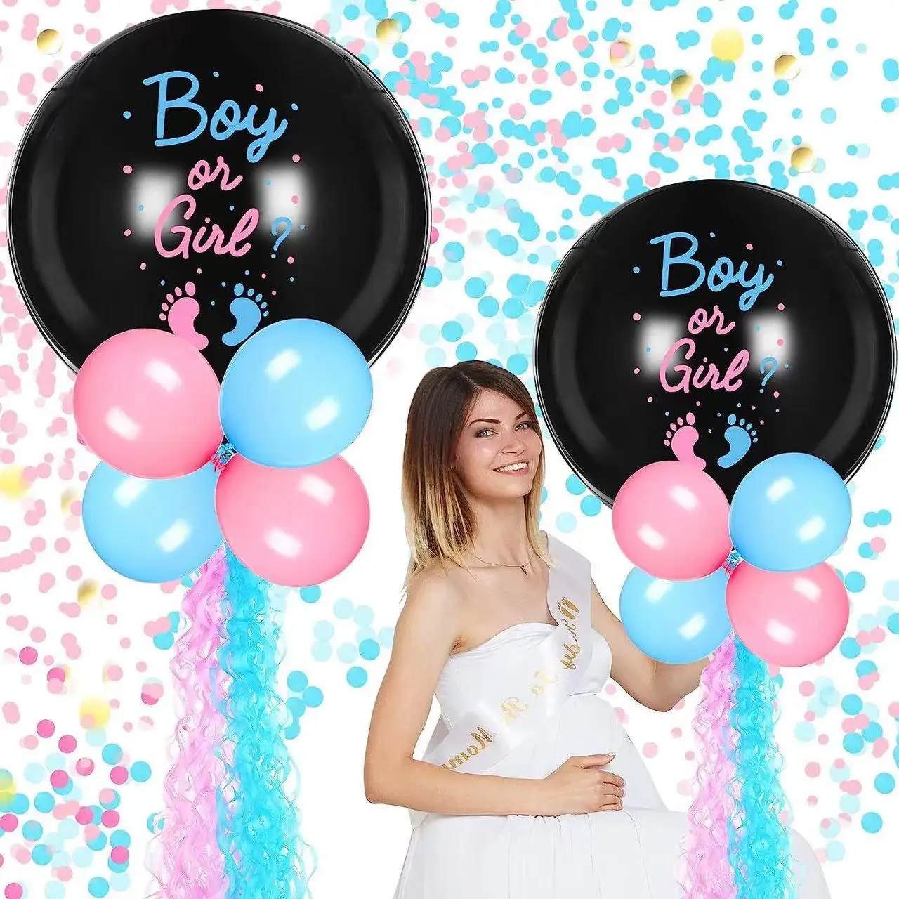 Wholesale gender revealing decorative banner 36-inch boy or girl round gender revealing leak balloons