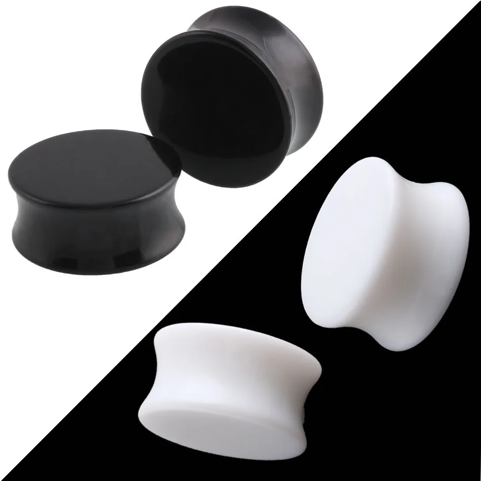 ZESEN Unisex Punk Style Acrylic Ear Studs Solid Black White Body Jewelry Wedding Suitable Ear Piercing Tunnels