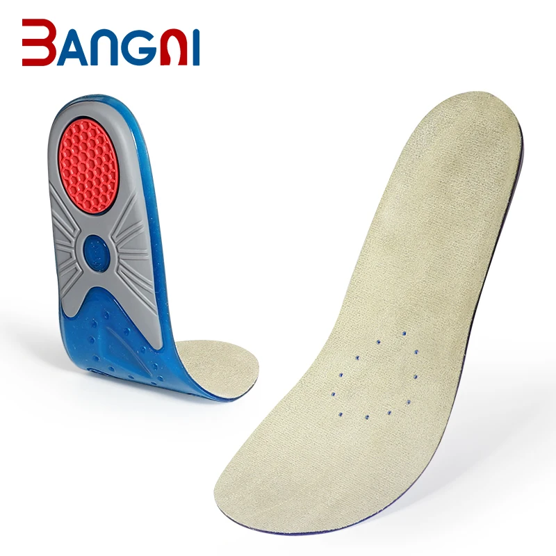 Wholesale Blue Non-toxic Sude Thin Light Shock Absorption TPE Gel Insole