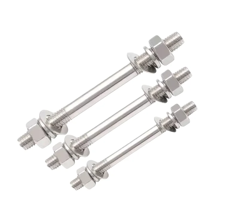304 stainless steel wall threading screw and nut set extended double head bolt threaded rod nut and screw M6M8M16