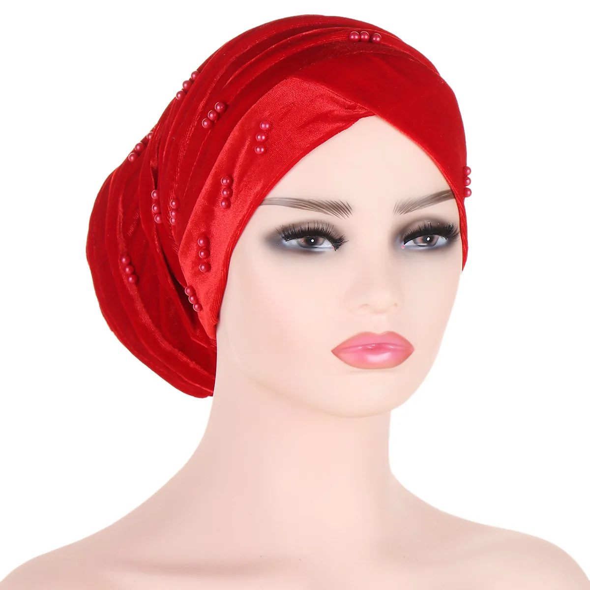 Unisex Custom Velvet Beaded Stretchy Beauty Dreadlock Caps  Muslim Women Turban Long Tail Hat