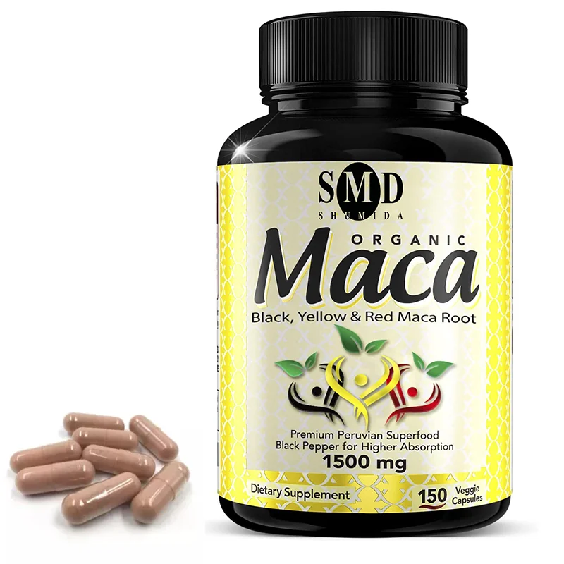 Black Maca Root Extract Capsules Concentrate Black & Purple Maca Root 100% Pure Organic Vegan Capsules