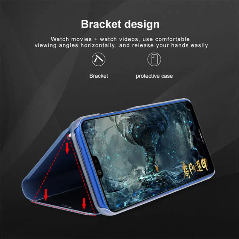Smart Mirror Flip Phone Case For Samsung Galaxy S22 Plus Luxury Clear View Leather Stand Back Cover For S23 Ultra Coque Fundas