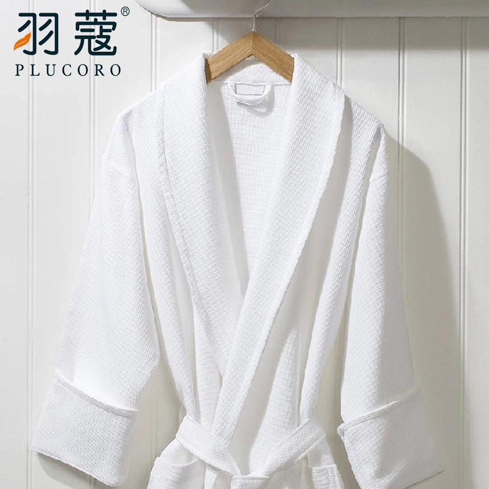 Luxury 100% Cotton Factory Price Wholesale Collection Waffle Bathrobe For Hotel Home